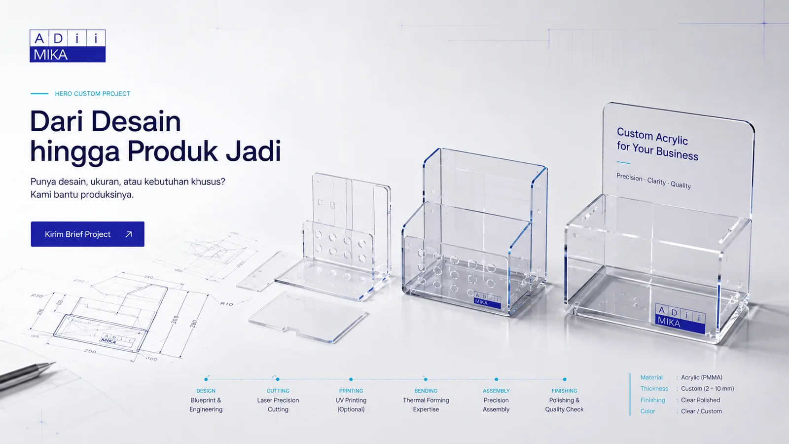 Custom project akrilik Adiimika dari desain hingga produk jadi