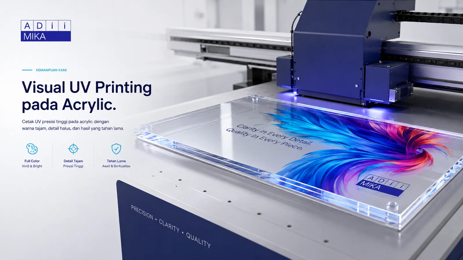 Proses UV printing pada acrylic Adiimika