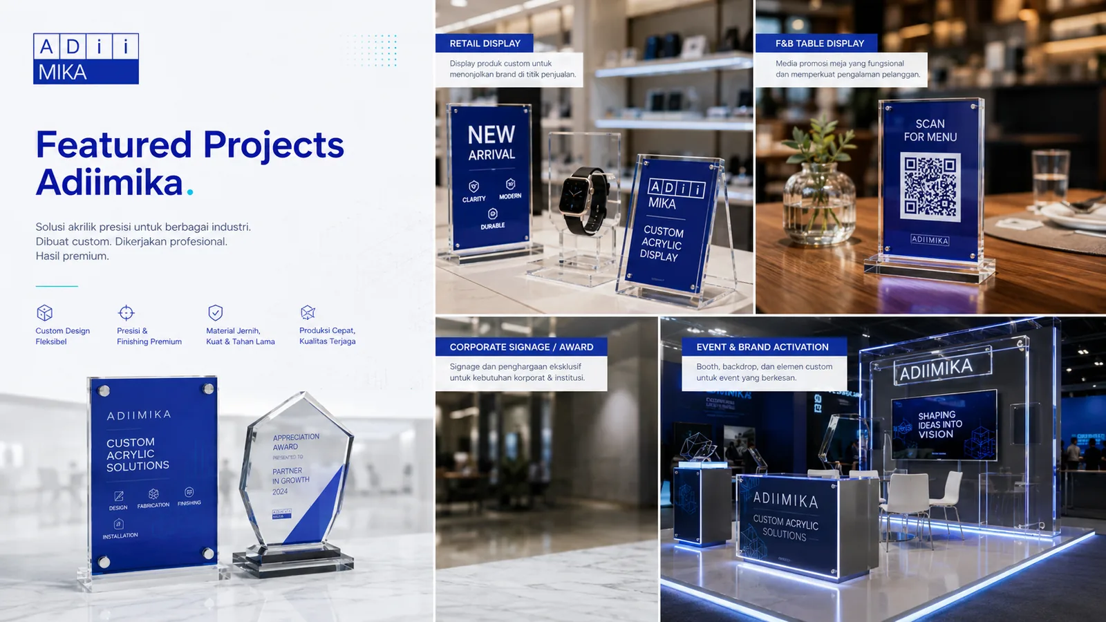 Featured projects Adiimika untuk retail, F&B, corporate dan event