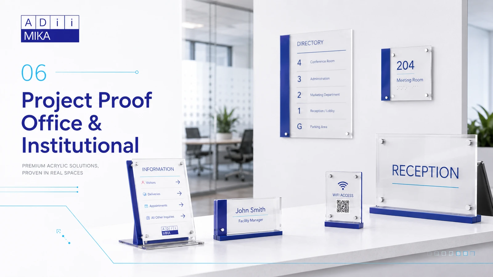 Project proof produk akrilik office dan institutional Adiimika dalam konteks penggunaan nyata