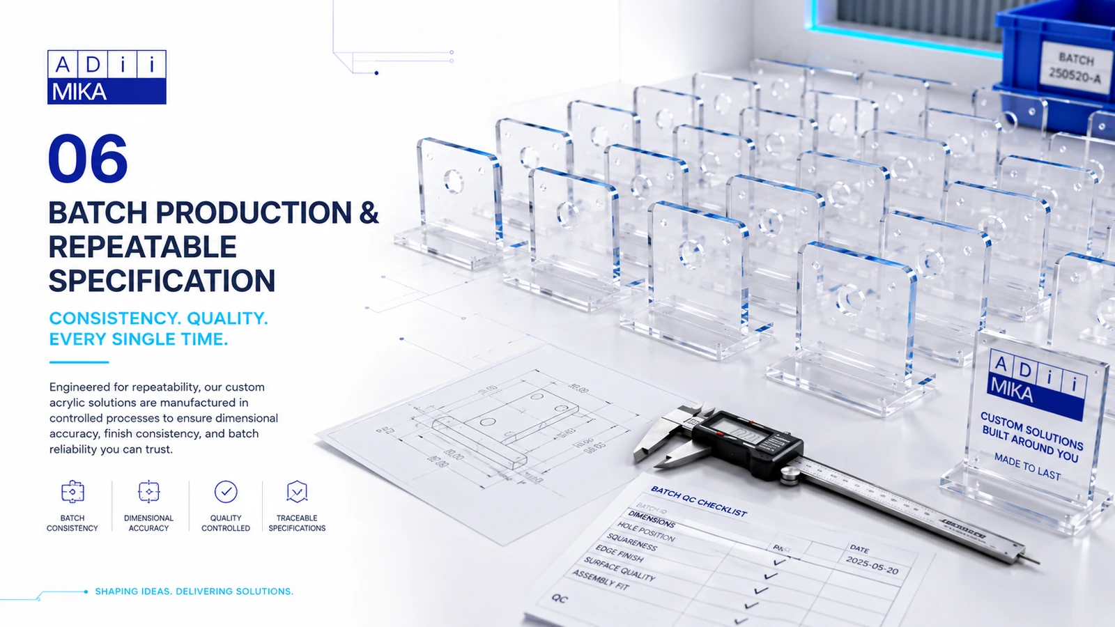 Batch production custom fabrication dengan repeatable specification dan quality checking