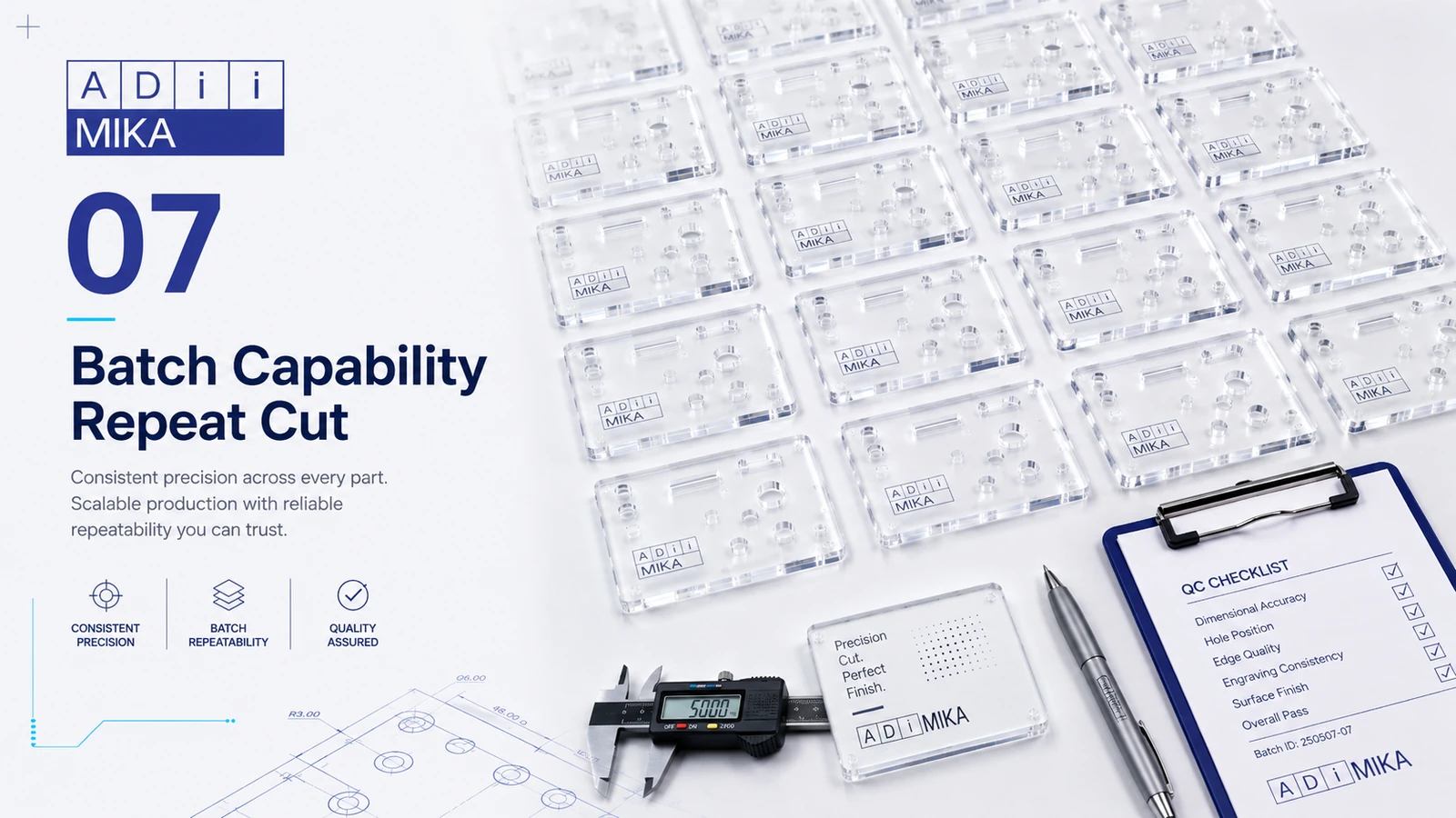 Batch capability repeat cut laser cutting acrylic berdasarkan file dan specification yang sama