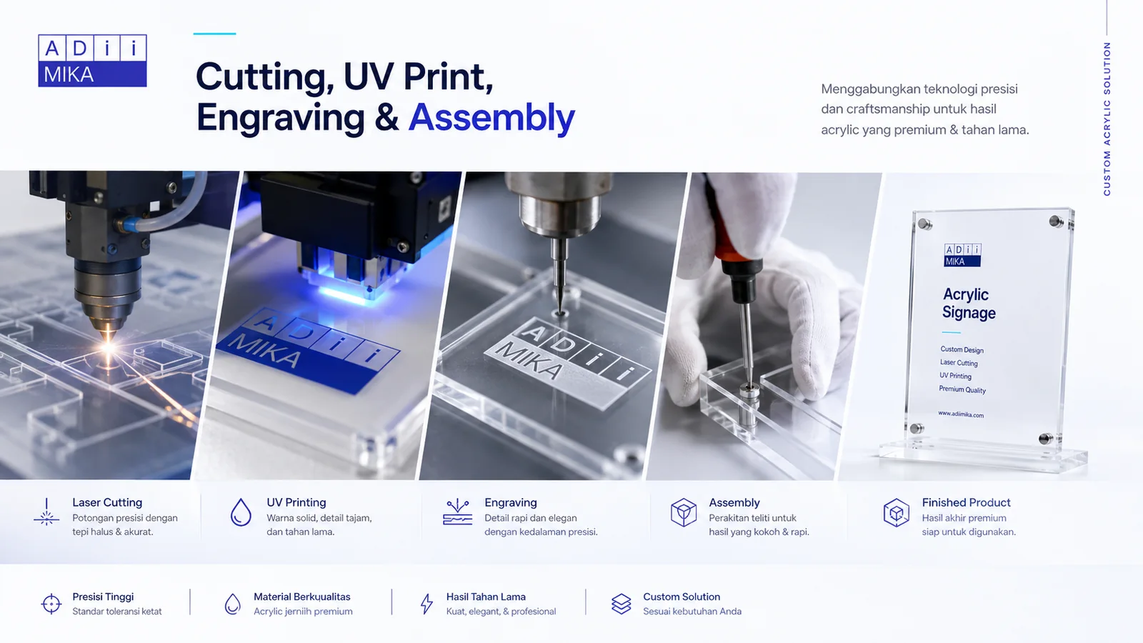 Laser cutting UV printing engraving dan assembly Adiimika