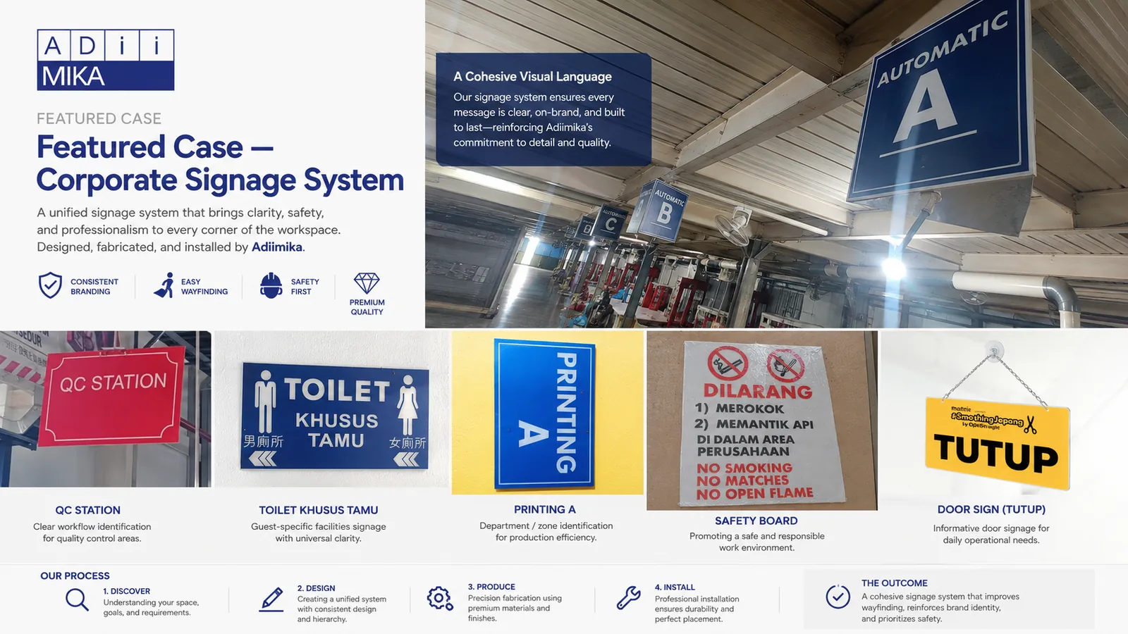Featured case corporate signage system Adiimika