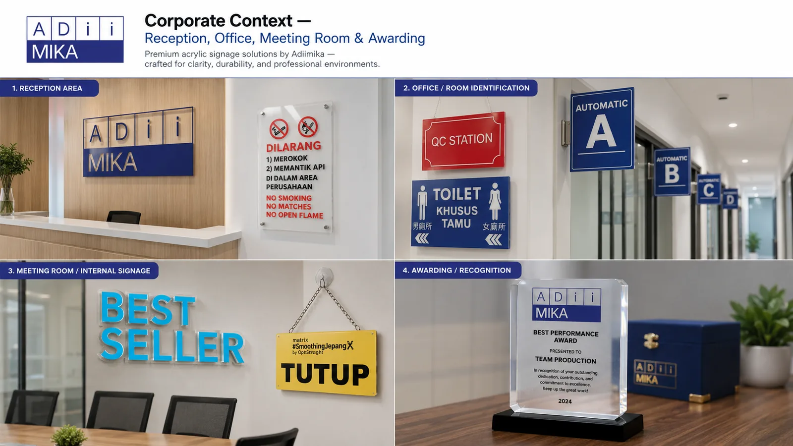Corporate context reception office meeting room and awarding Adiimika