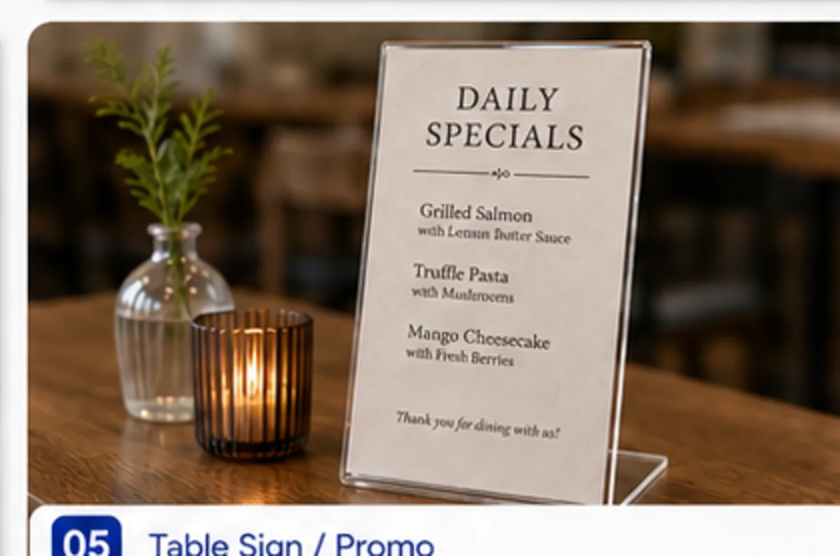 Table sign promo acrylic
