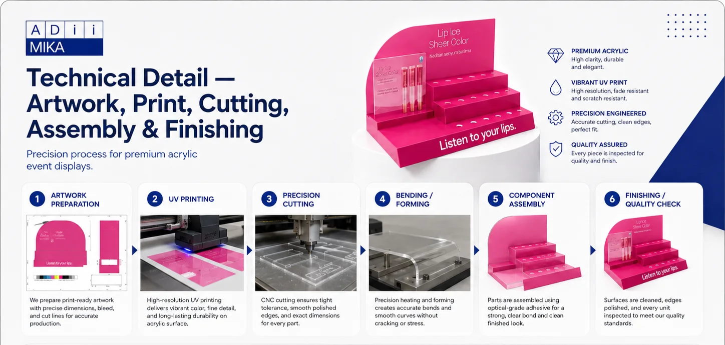 Technical process artwork printing cutting assembly and finishing