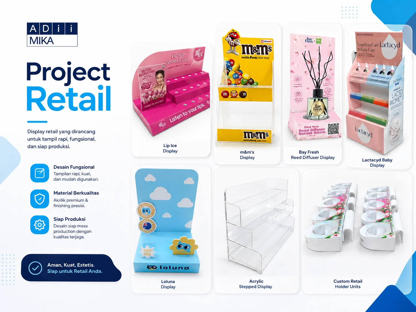 Hero Project Retail Adiimika dengan berbagai display retail