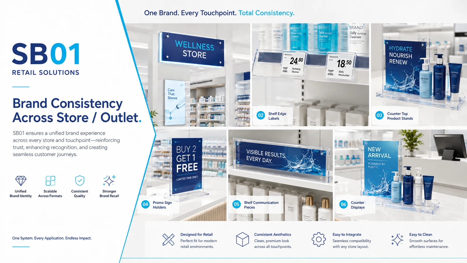 Konsistensi brand retail pada display akrilik untuk beberapa outlet