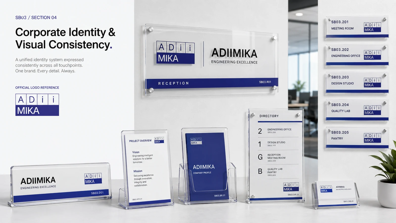 Corporate identity dan visual consistency untuk signage office dan corporate Adiimika