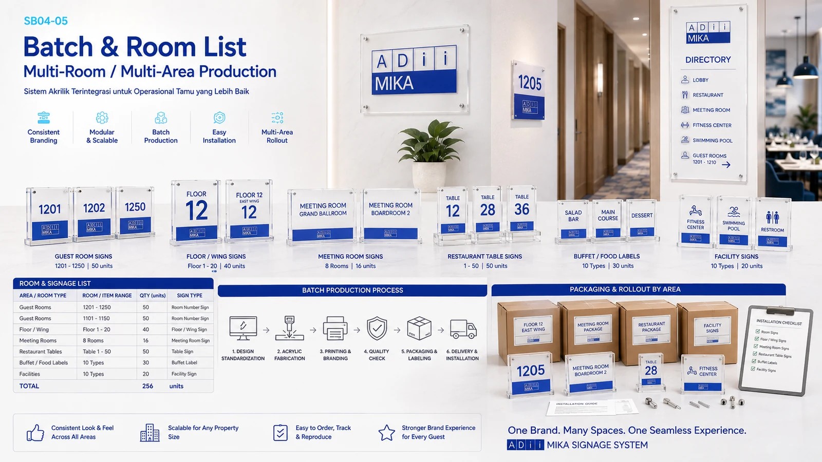 Batch room list dan multi room multi area production untuk hotel dan hospitality