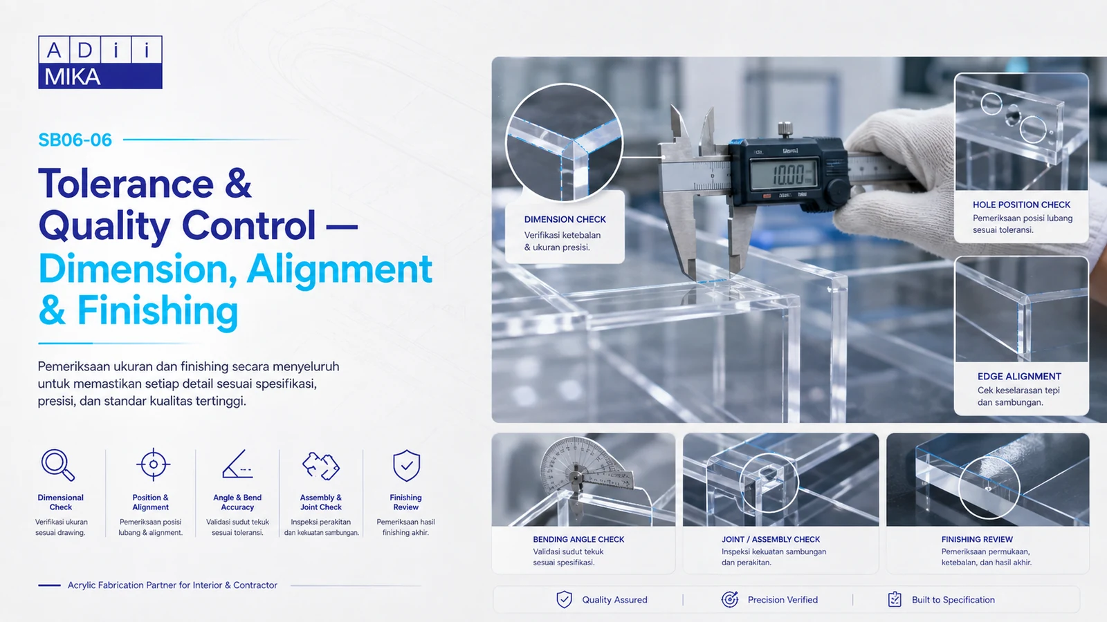 Tolerance dan quality control Adiimika untuk dimension alignment dan finishing