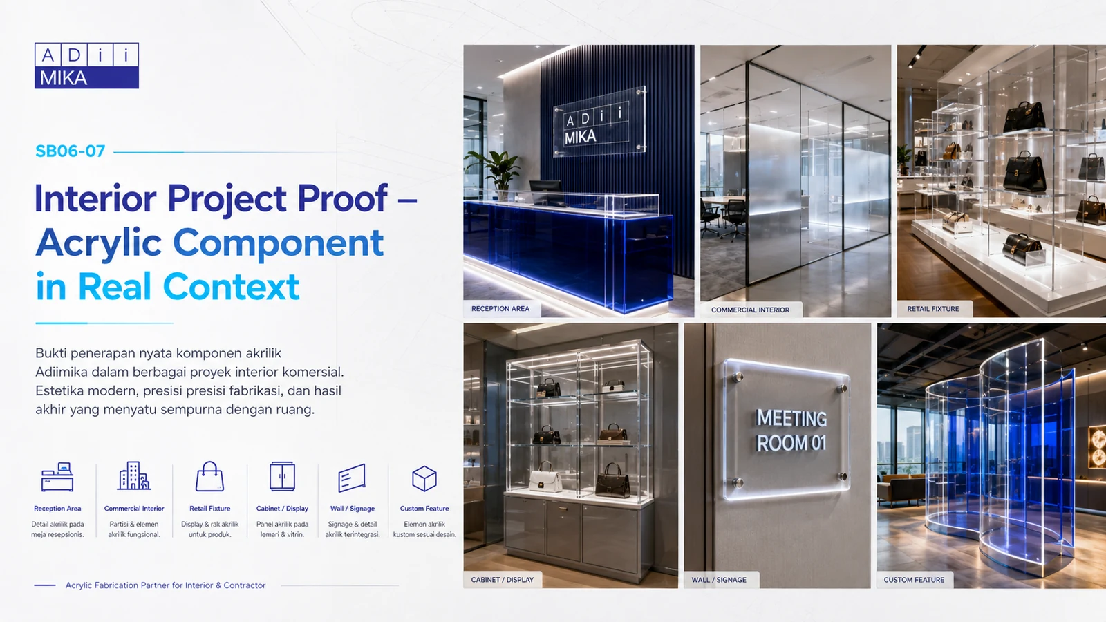 Interior project proof Adiimika berupa acrylic component dalam real interior context