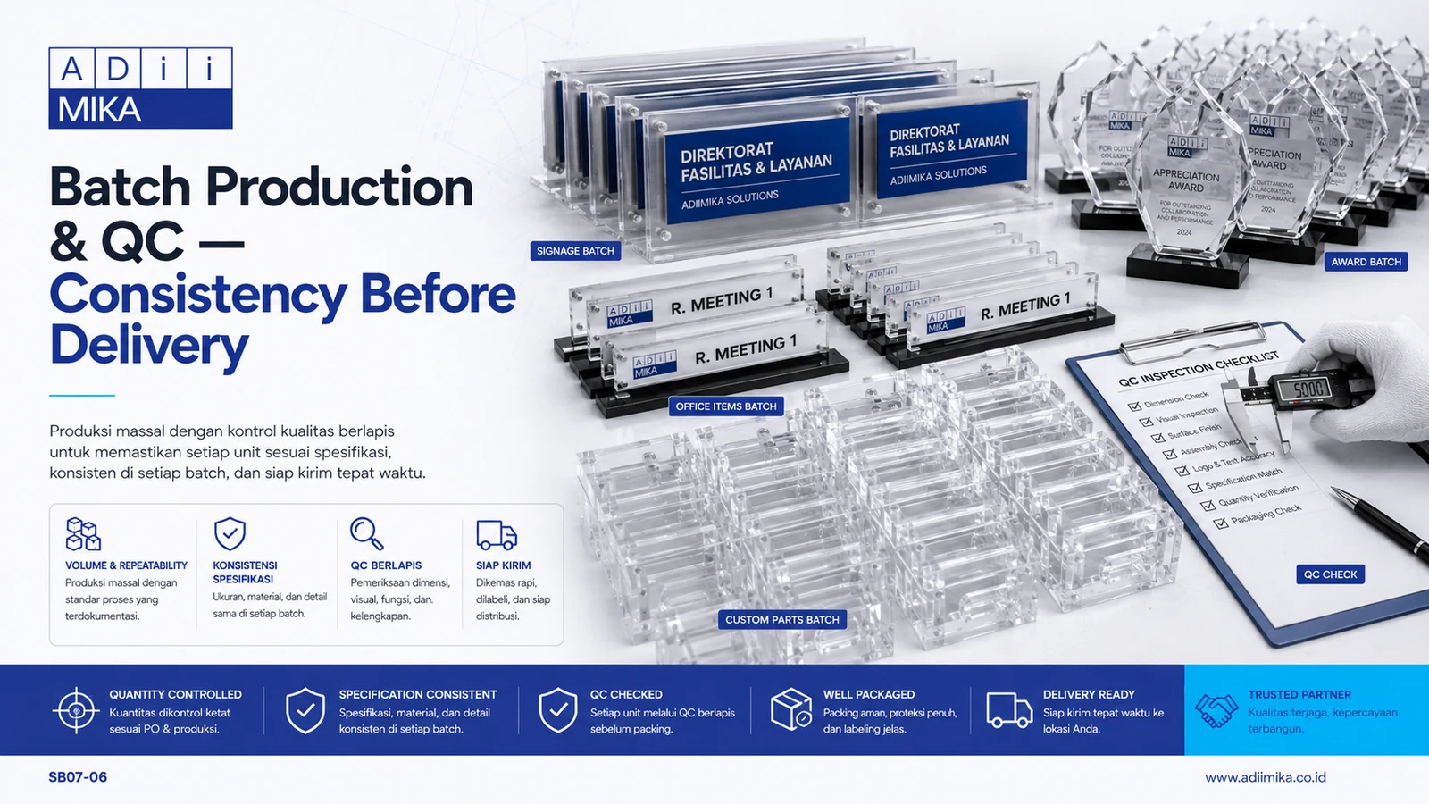Batch production dan quality control Adiimika untuk konsistensi sebelum delivery