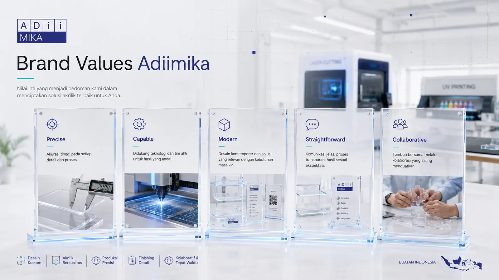 Brand values Adiimika precise capable modern straightforward dan collaborative